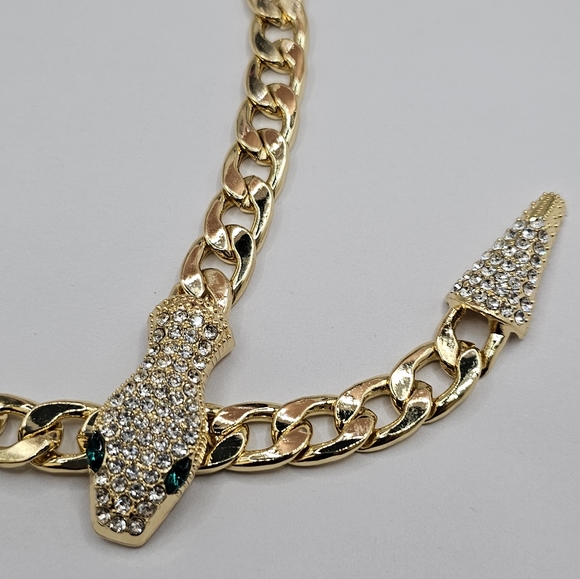Stainless steel Cuban link snake style with stones - Picture 7 of 7